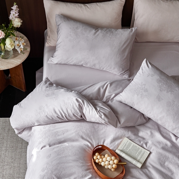 91家纺网 家纺一手货源 找家纺 （总）云胡 2025新款A类水洗工艺纯棉四件套-若曦-棠梨紫