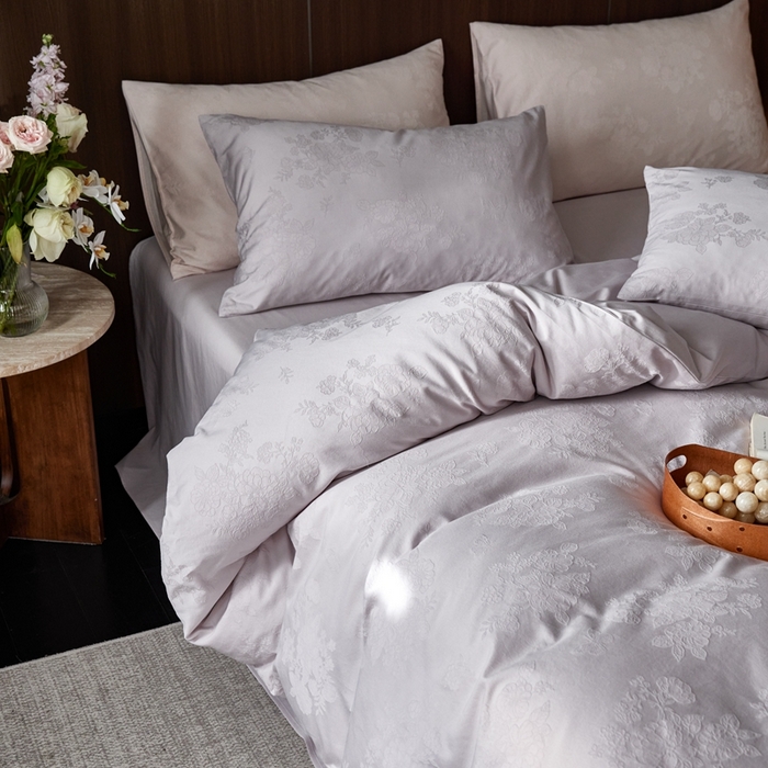 91家纺网 家纺一手货源 找家纺 （总）云胡 2025新款A类水洗工艺纯棉四件套-若曦-棠梨紫