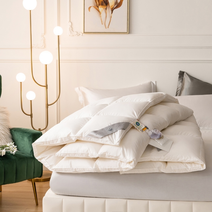 圣梦莱羽绒家纺 2025新款140支超薄匹马棉羽绒冬被 95鹅绒被子加厚被芯羽绒（假一赔十万元） 白色