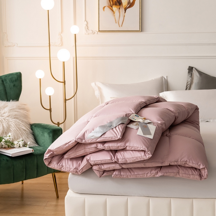 圣梦莱羽绒家纺 2025新款140支超薄匹马棉羽绒冬被 95鹅绒被子加厚被芯羽绒（假一赔十万元） 豆沙色