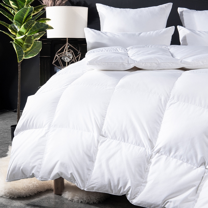 91家纺网 家纺一手货源 找家纺 圣梦莱羽绒家纺 2025新款120支全棉纯棉羽绒冬被 95鹅绒被子加厚被芯羽绒（假一赔十万元） 白色