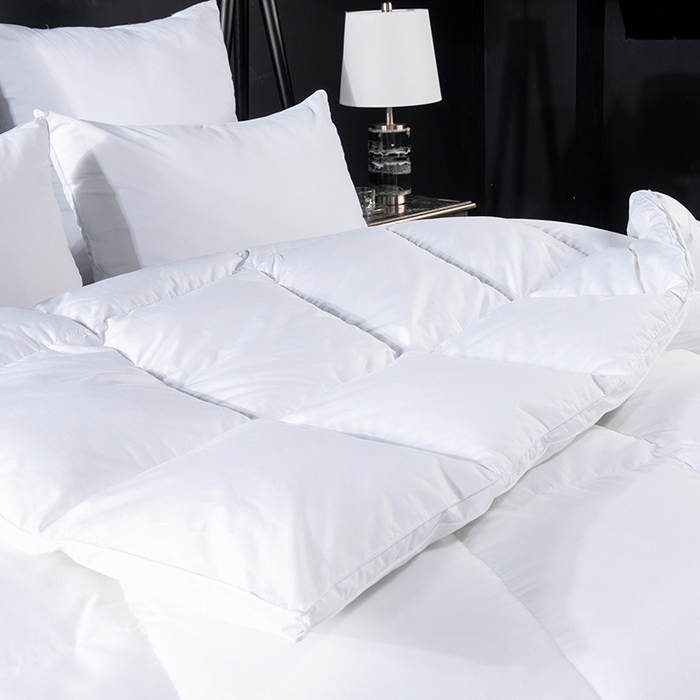 91家纺网 家纺一手货源 找家纺 圣梦莱羽绒家纺 2025新款120支全棉纯棉羽绒冬被 95鹅绒被子加厚被芯羽绒（假一赔十万元） 白色