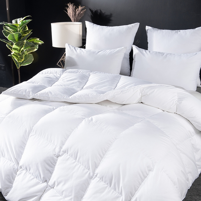 91家纺网 家纺一手货源 找家纺 圣梦莱羽绒家纺 2025新款120支全棉纯棉羽绒冬被 95鹅绒被子加厚被芯羽绒（假一赔十万元） 白色