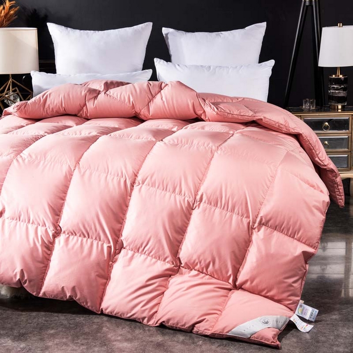 91家纺网 家纺一手货源 找家纺 圣梦莱羽绒家纺 2025新款120支全棉纯棉羽绒冬被 95鹅绒被子加厚被芯羽绒（假一赔十万元） 红色