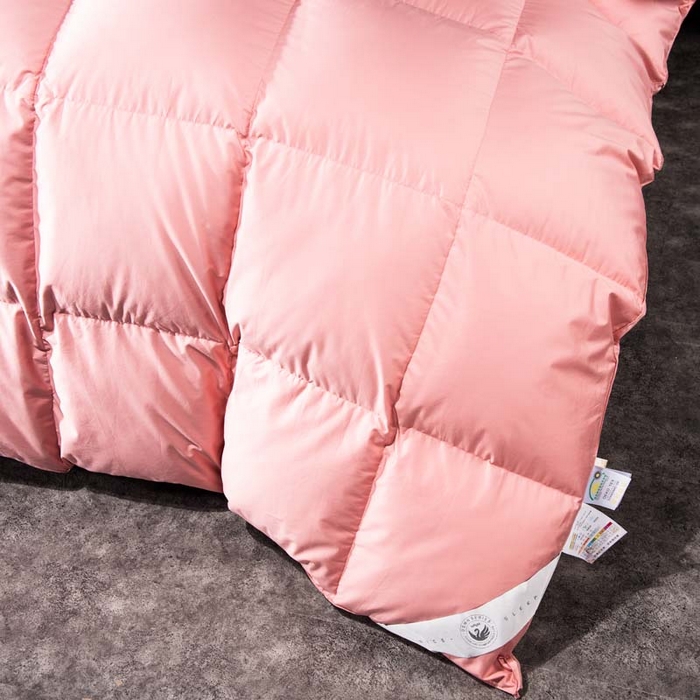 91家纺网 家纺一手货源 找家纺 圣梦莱羽绒家纺 2025新款120支全棉纯棉羽绒冬被 95鹅绒被子加厚被芯羽绒（假一赔十万元） 红色