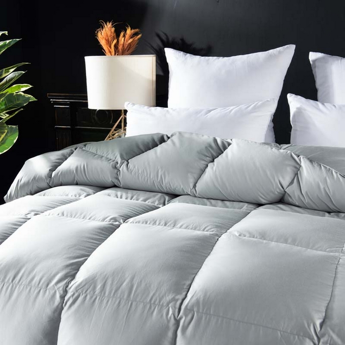 91家纺网 家纺一手货源 找家纺 圣梦莱羽绒家纺 2025新款120支全棉纯棉羽绒冬被 95鹅绒被子加厚被芯羽绒（假一赔十万元） 灰色