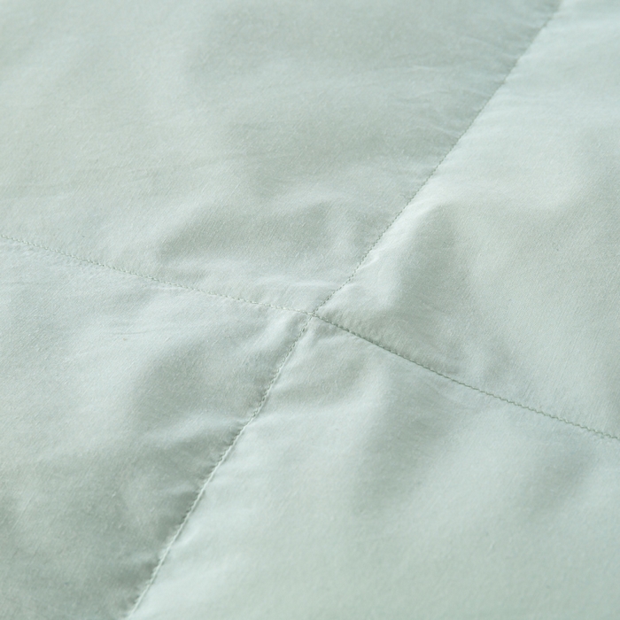 91家纺网 家纺一手货源 找家纺 圣梦莱羽绒家纺 2025春夏新款可水洗羽绒夏被 90拒水白鸭绒被子被芯羽绒（假一赔十万元） 浅绿+天云灰