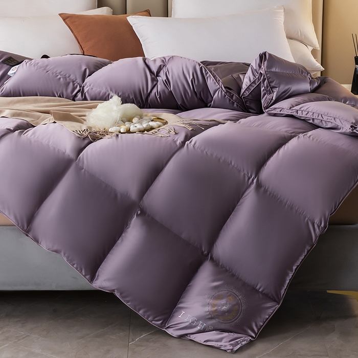 圣梦莱羽绒家纺 2025新款真丝被壳羽绒冬被95鹅绒被子加厚被芯羽绒 95白鹅绒被（ 假一赔十万元） 紫色