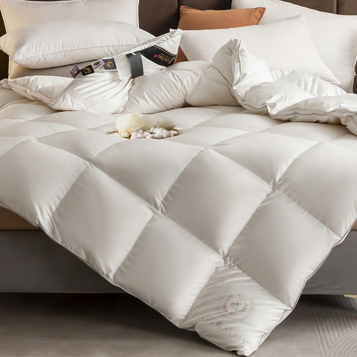 圣梦莱羽绒家纺 2025新款真丝被壳羽绒冬被95鹅绒被子加厚被芯羽绒 95白鹅绒被（ 假一赔十万元） 白色