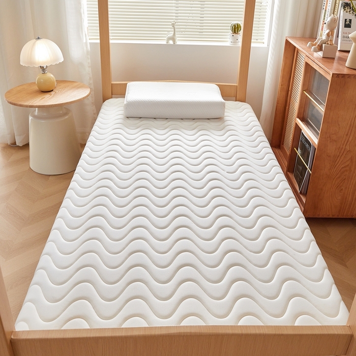 91家纺网 家纺一手货源 找家纺 希廷顿 2025春夏新款波浪宿舍床垫单床垫 白色-波浪