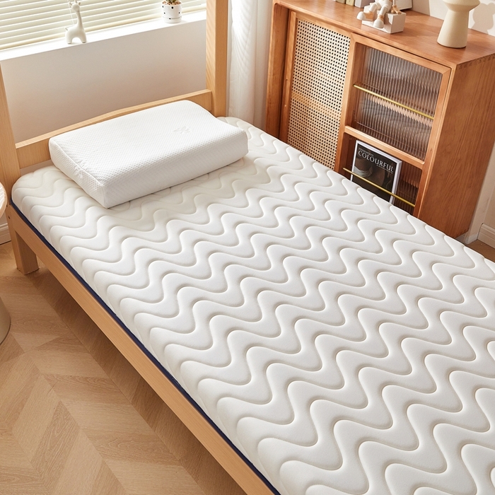 91家纺网 家纺一手货源 找家纺 希廷顿 2025春夏新款波浪宿舍床垫单床垫 白色-波浪