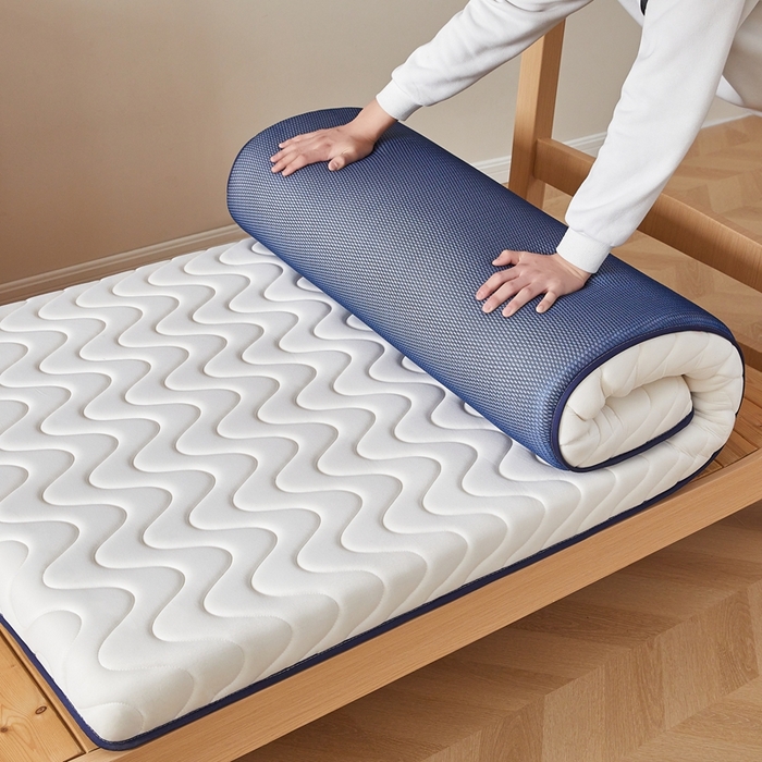 91家纺网 家纺一手货源 找家纺 希廷顿 2025春夏新款波浪宿舍床垫单床垫 白色-波浪