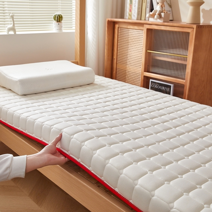 91家纺网 家纺一手货源 找家纺 希廷顿 2025春夏新款方格宿舍床垫单床垫 白色-方格