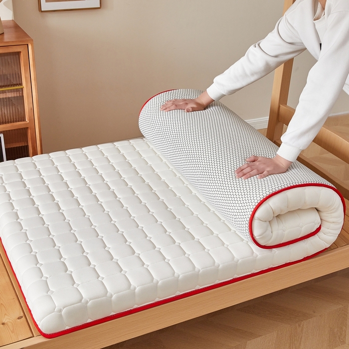 91家纺网 家纺一手货源 找家纺 希廷顿 2025春夏新款方格宿舍床垫单床垫 白色-方格