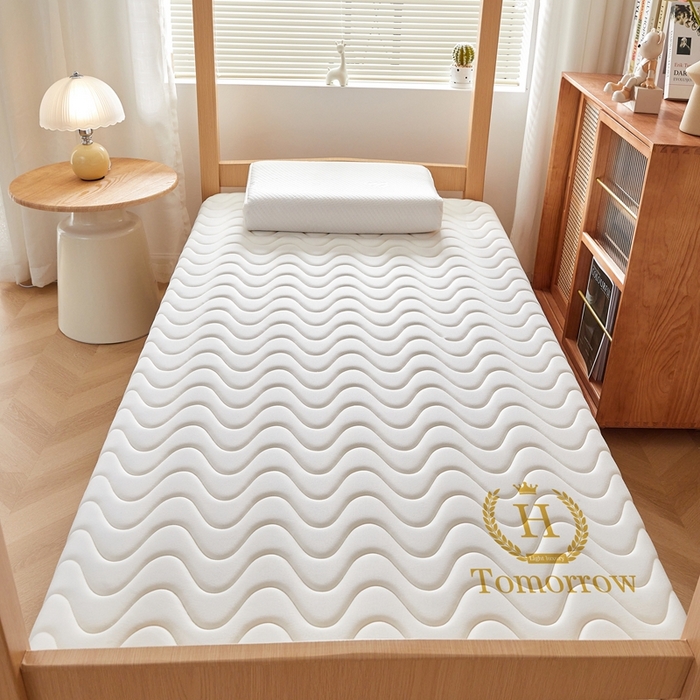 91家纺网 家纺一手货源 找家纺 希廷顿 2025春夏新款波浪宿舍床垫单床垫 白色-波浪-H烫画