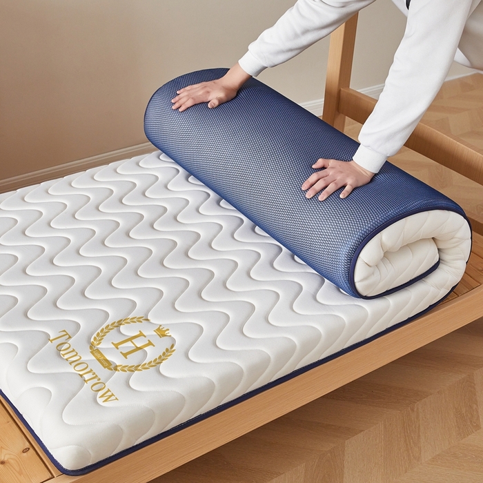 91家纺网 家纺一手货源 找家纺 希廷顿 2025春夏新款波浪宿舍床垫单床垫 白色-波浪-H烫画