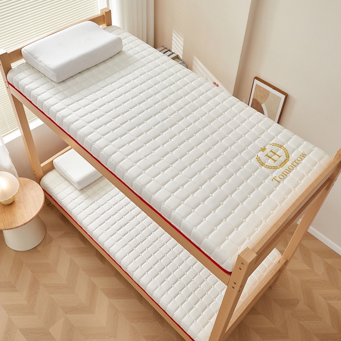 91家纺网 家纺一手货源 找家纺 希廷顿 2025春夏新款方格宿舍床垫单床垫 白色-方格-H烫画