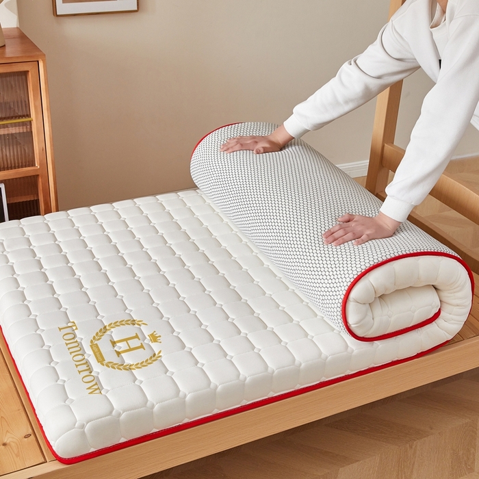 91家纺网 家纺一手货源 找家纺 希廷顿 2025春夏新款方格宿舍床垫单床垫 白色-方格-H烫画