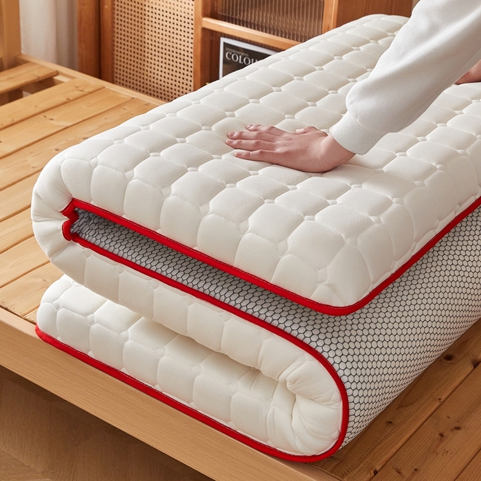 91家纺网 家纺一手货源 找家纺 希廷顿 2025春夏新款方格宿舍床垫单床垫 白色-方格-H烫画