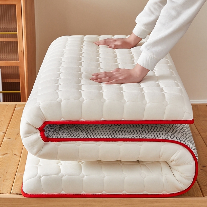 91家纺网 家纺一手货源 找家纺 希廷顿 2025春夏新款方格宿舍床垫单床垫 白色-方格-羽毛烫画