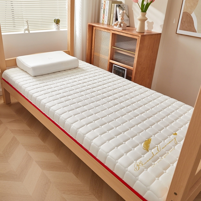 91家纺网 家纺一手货源 找家纺 希廷顿 2025春夏新款方格宿舍床垫单床垫 白色-方格-羽毛烫画