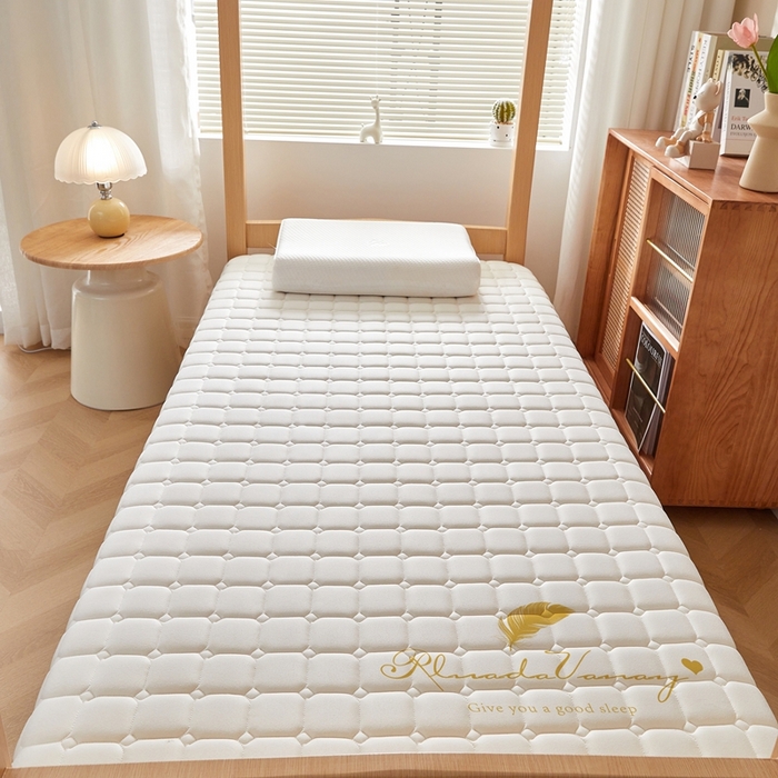 91家纺网 家纺一手货源 找家纺 希廷顿 2025春夏新款方格宿舍床垫单床垫 白色-方格-羽毛烫画