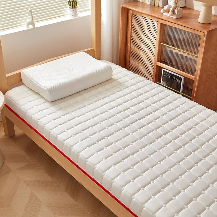 91家纺网 家纺一手货源 找家纺 希廷顿 2025春夏新款方格宿舍床垫单床垫 白色-方格-羽毛烫画