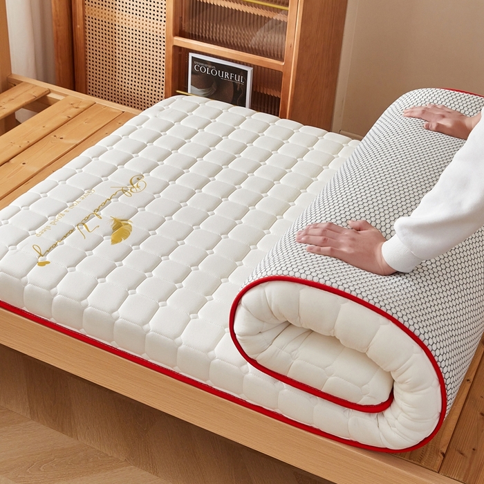 91家纺网 家纺一手货源 找家纺 希廷顿 2025春夏新款方格宿舍床垫单床垫 白色-方格-羽毛烫画