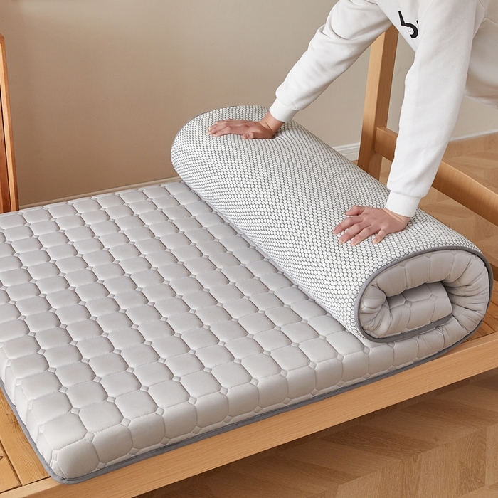 91家纺网 家纺一手货源 找家纺 希廷顿 2025春夏新款方格宿舍床垫单床垫 浅灰-方格