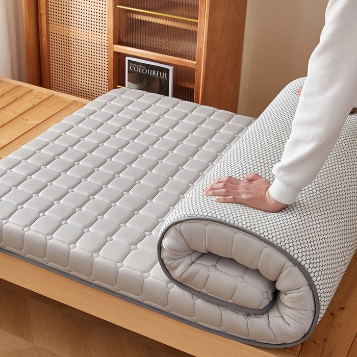 91家纺网 家纺一手货源 找家纺 希廷顿 2025春夏新款方格宿舍床垫单床垫 浅灰-方格