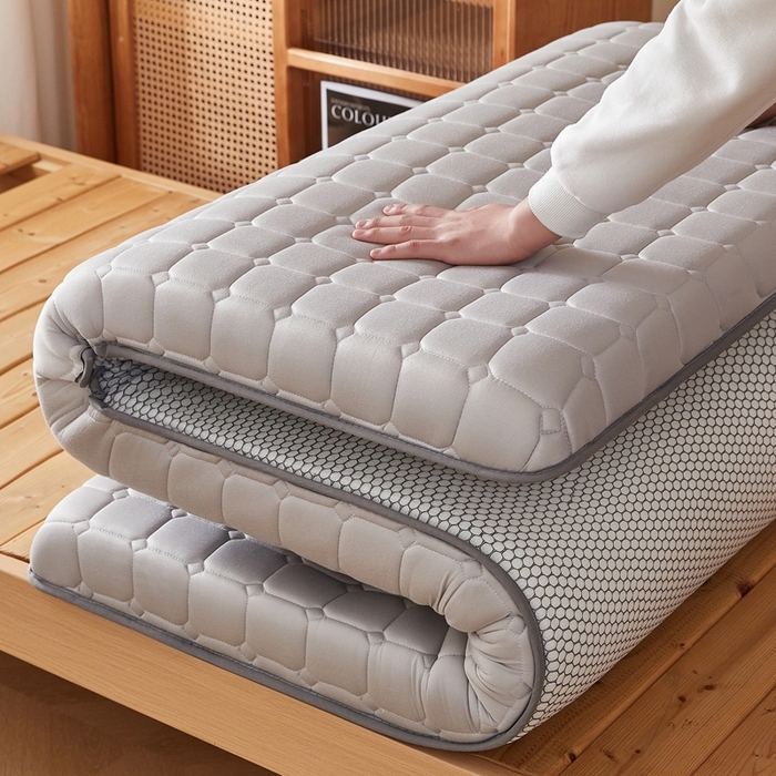 91家纺网 家纺一手货源 找家纺 希廷顿 2025春夏新款方格宿舍床垫单床垫 浅灰-方格