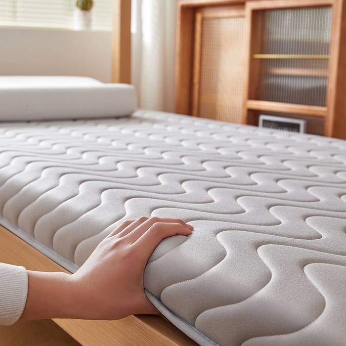 91家纺网 家纺一手货源 找家纺 希廷顿 2025春夏新款波浪宿舍床垫单床垫 浅灰-波浪-H烫画