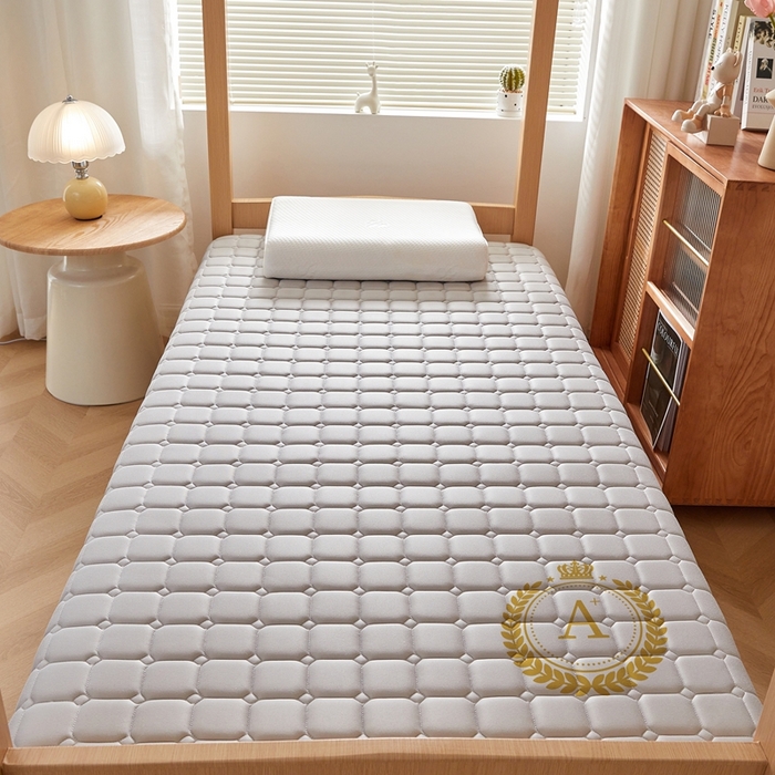 91家纺网 家纺一手货源 找家纺 希廷顿 2025春夏新款方格宿舍床垫单床垫 浅灰-方格-A+烫画