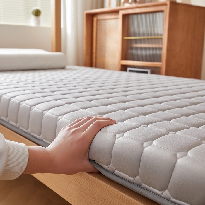 91家纺网 家纺一手货源 找家纺 希廷顿 2025春夏新款方格宿舍床垫单床垫 浅灰-方格-A+烫画