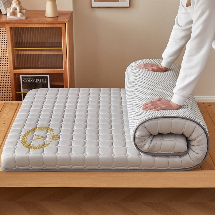 91家纺网 家纺一手货源 找家纺 希廷顿 2025春夏新款方格宿舍床垫单床垫 浅灰-方格-A+烫画