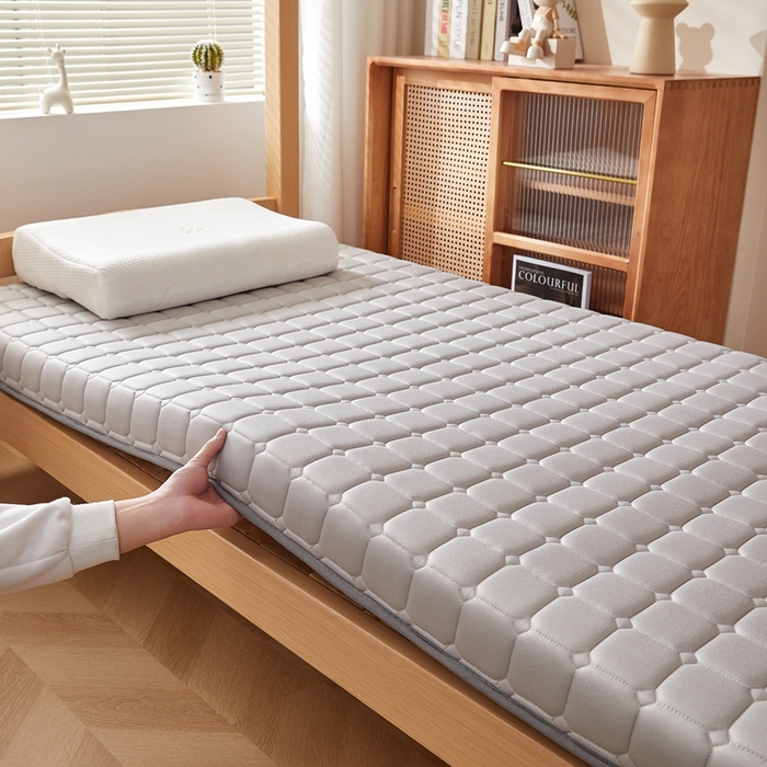 91家纺网 家纺一手货源 找家纺 希廷顿 2025春夏新款方格宿舍床垫单床垫 浅灰-方格-A+烫画