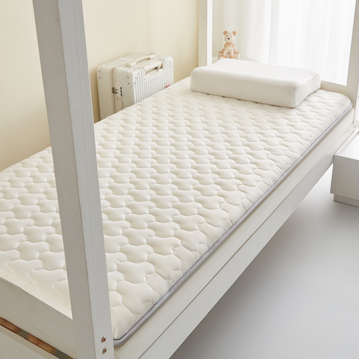 91家纺网 家纺一手货源 找家纺 希廷顿 2025春夏新款多边形宿舍床垫单床垫 白色-多边形