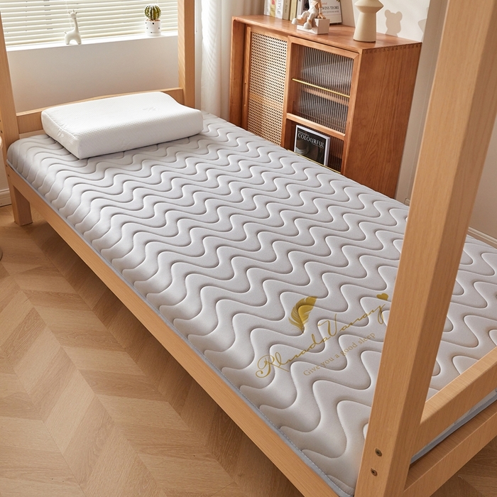 91家纺网 家纺一手货源 找家纺 希廷顿 2025春夏新款波浪宿舍床垫单床垫 浅灰-波浪-羽毛烫画