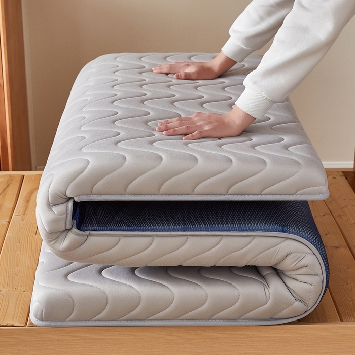 91家纺网 家纺一手货源 找家纺 希廷顿 2025春夏新款波浪宿舍床垫单床垫 浅灰-波浪-羽毛烫画