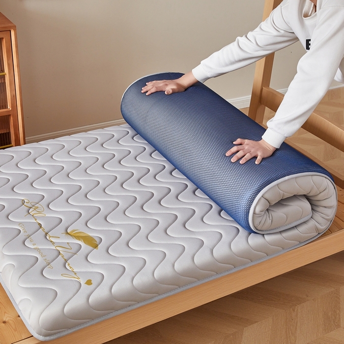 91家纺网 家纺一手货源 找家纺 希廷顿 2025春夏新款波浪宿舍床垫单床垫 浅灰-波浪-羽毛烫画