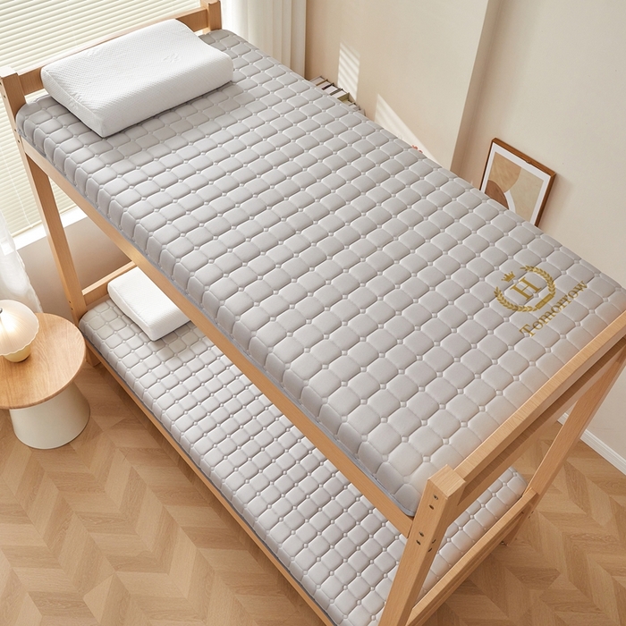 91家纺网 家纺一手货源 找家纺 希廷顿 2025春夏新款方格宿舍床垫单床垫 浅灰-方格-H烫画