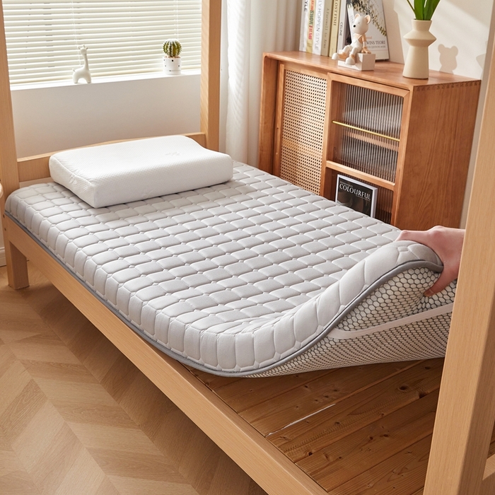 91家纺网 家纺一手货源 找家纺 希廷顿 2025春夏新款方格宿舍床垫单床垫 浅灰-方格-H烫画