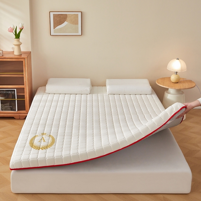 91家纺网 家纺一手货源 找家纺 希廷顿 2025春夏新款方格床垫单床垫 白色-方格-A+烫画