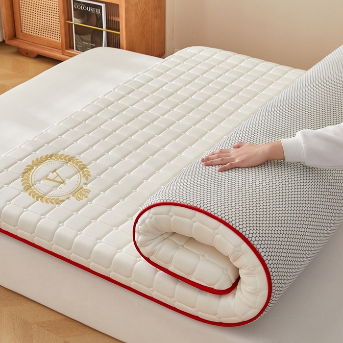 91家纺网 家纺一手货源 找家纺 希廷顿 2025春夏新款方格床垫单床垫 白色-方格-A+烫画