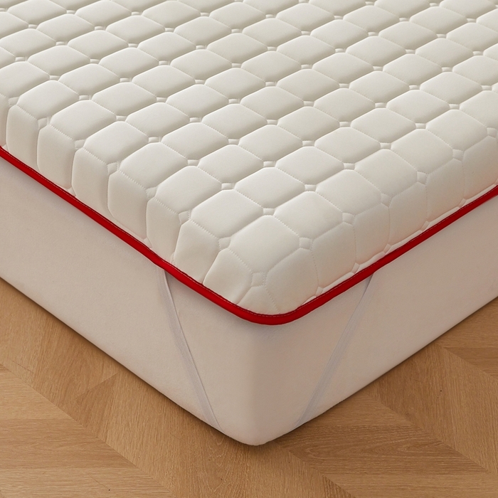 91家纺网 家纺一手货源 找家纺 希廷顿 2025春夏新款方格床垫单床垫 白色-方格-H烫画