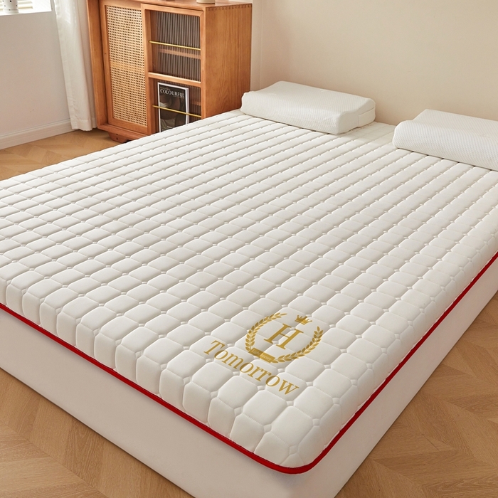 91家纺网 家纺一手货源 找家纺 希廷顿 2025春夏新款方格床垫单床垫 白色-方格-H烫画