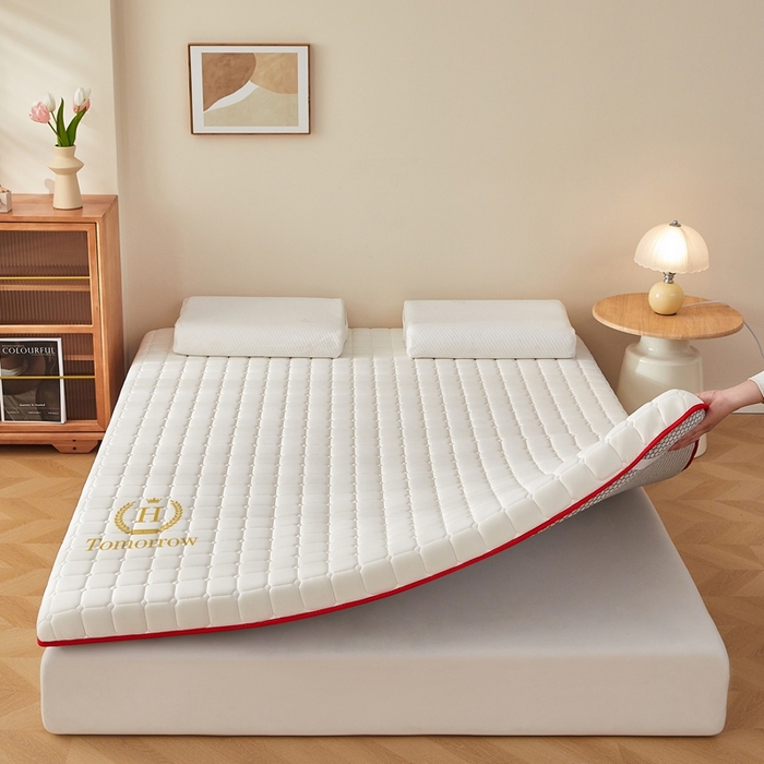 91家纺网 家纺一手货源 找家纺 希廷顿 2025春夏新款方格床垫单床垫 白色-方格-H烫画