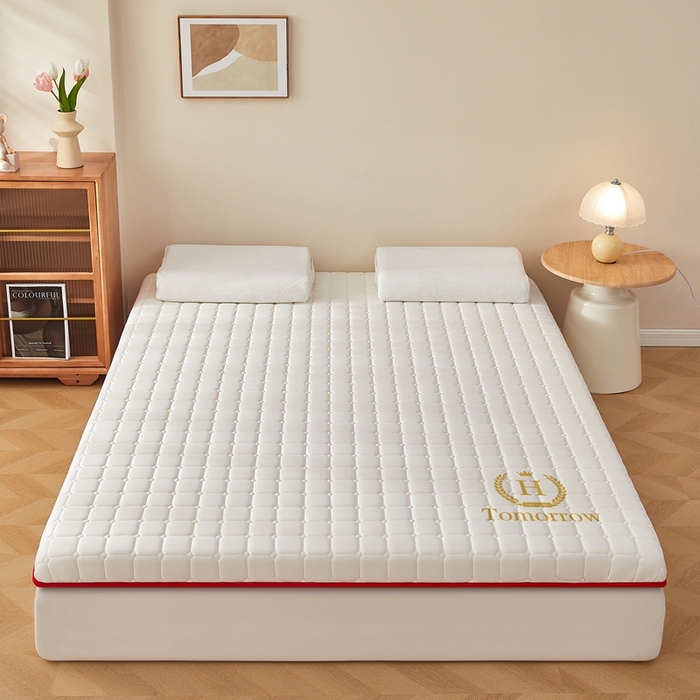 91家纺网 家纺一手货源 找家纺 希廷顿 2025春夏新款方格床垫单床垫 白色-方格-H烫画