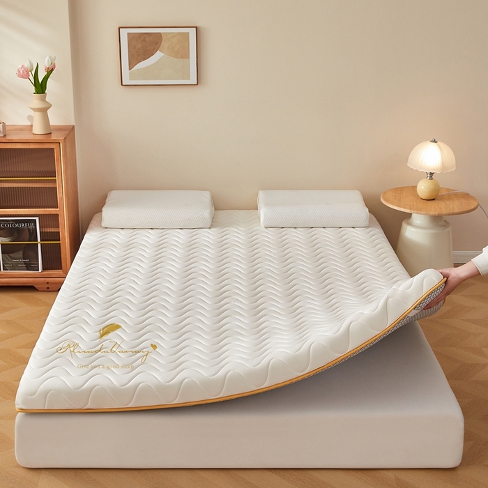 91家纺网 家纺一手货源 找家纺 希廷顿 2025春夏新款波浪床垫单床垫 白色-波浪-羽毛烫画