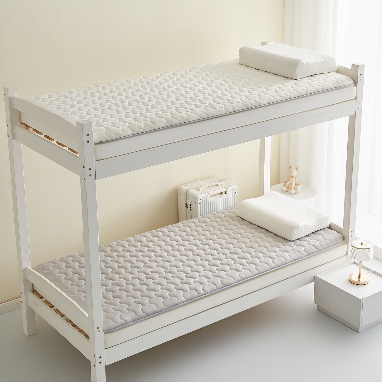 希廷顿 2025春夏新款多边形宿舍床垫单床垫 浅灰-多边形-A+烫画